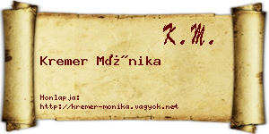 Kremer Mónika névjegykártya
